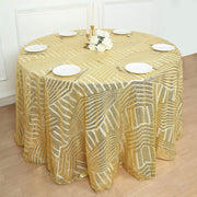 120" Tulle Round Tablecloth with Sequins and Geometric Pattern