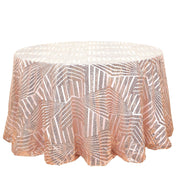 120" Tulle Round Tablecloth with Sequins and Geometric Pattern TAB_02G_120_046