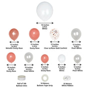 128 Balloons Garland Arch Party Decorations Kit - Dusty Rose White Clear BLOON_KIT05_DRWH