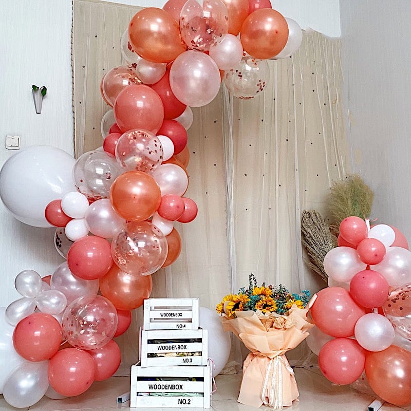 128 Balloons Garland Arch Party Decorations Kit - Dusty Rose White Clear BLOON_KIT05_DRWH