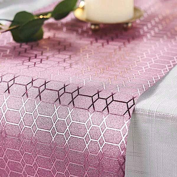 12x108" Glitter Geometric Honeycomb Paper Disposable Table Runner Roll