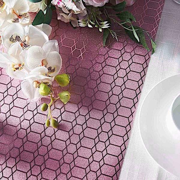 12x108" Glitter Geometric Honeycomb Paper Disposable Table Runner Roll