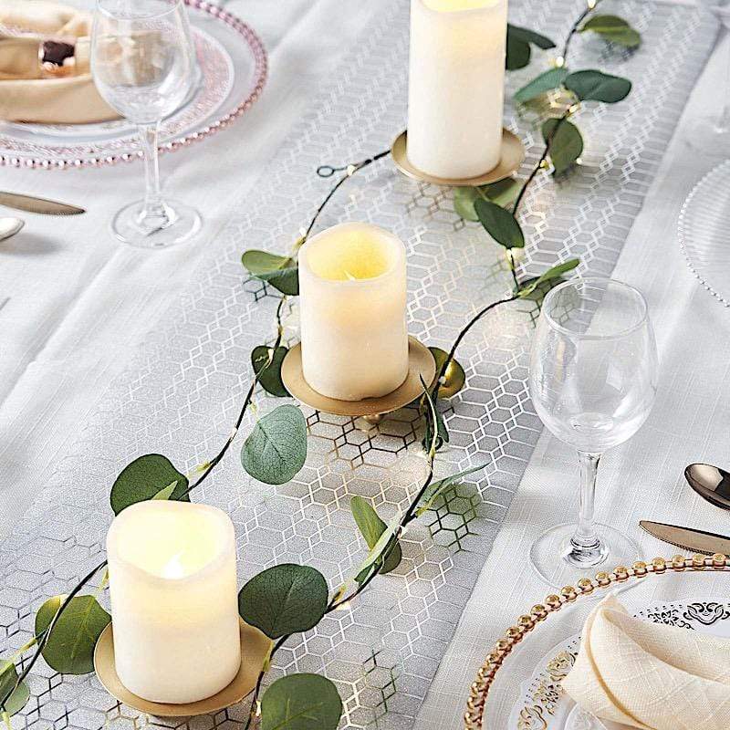 12x108" Glitter Geometric Honeycomb Paper Disposable Table Runner Roll