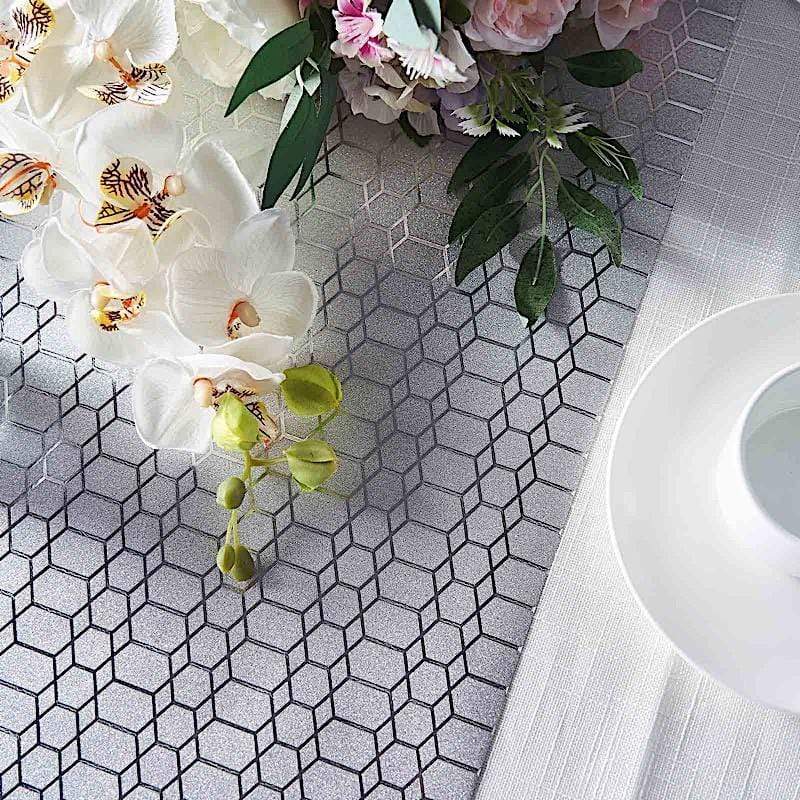 12x108" Glitter Geometric Honeycomb Paper Disposable Table Runner Roll