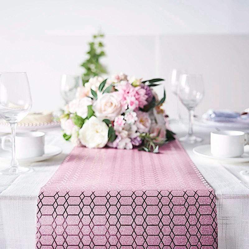 12x108" Glitter Geometric Honeycomb Paper Disposable Table Runner Roll