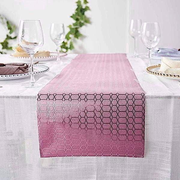 12x108" Glitter Geometric Honeycomb Paper Disposable Table Runner Roll