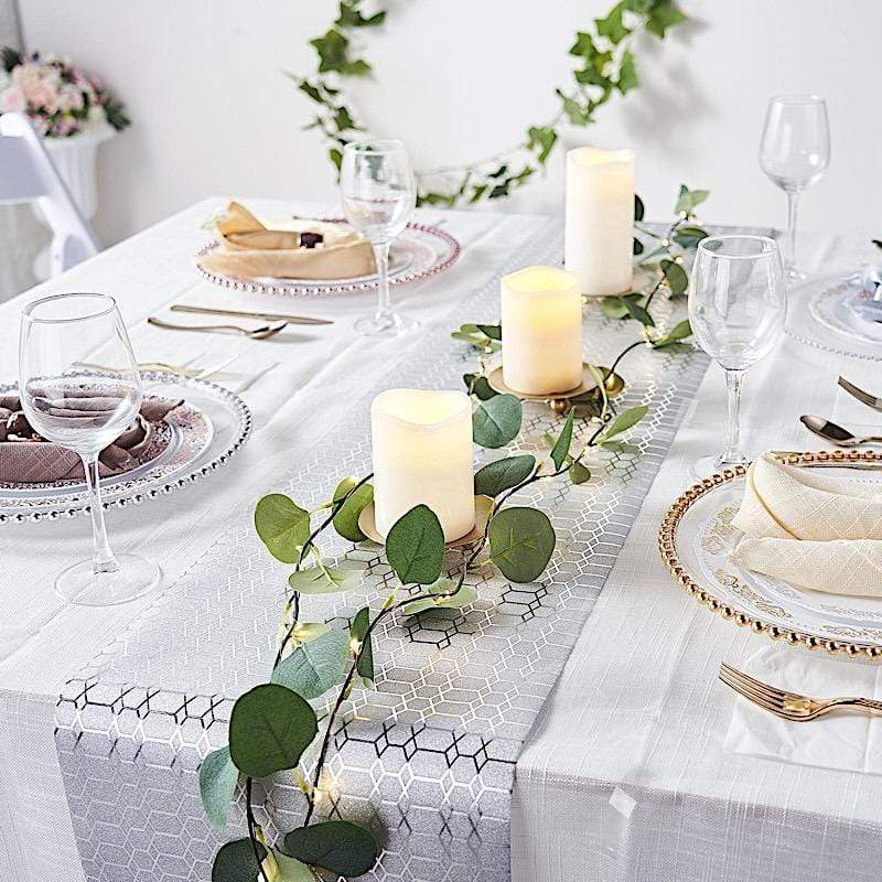 12x108" Glitter Geometric Honeycomb Paper Disposable Table Runner Roll