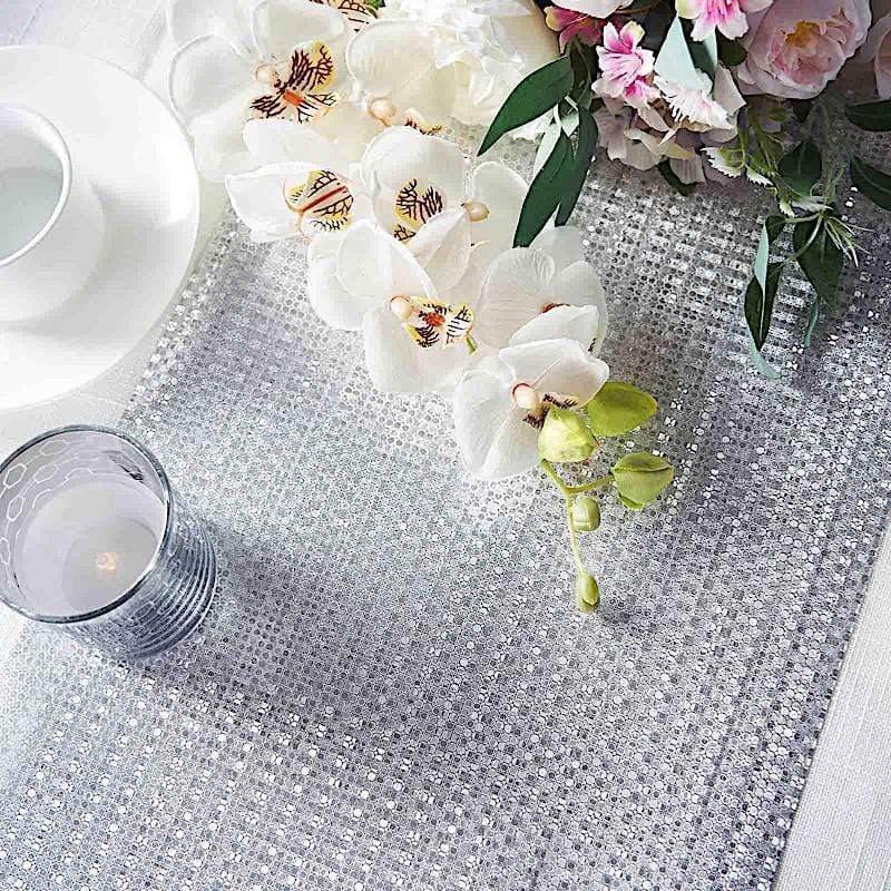 12x108" Glitter Paper Disposable Table Runner Roll Circle Design