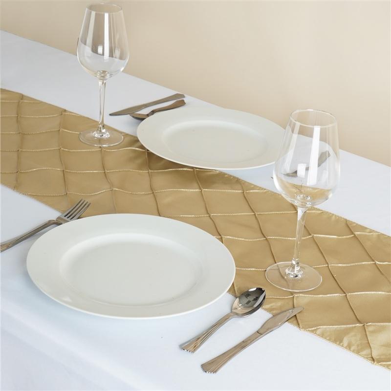 12x108" Pintuck Table Top Runner Wedding Decorations RUN_PTK_CHMP