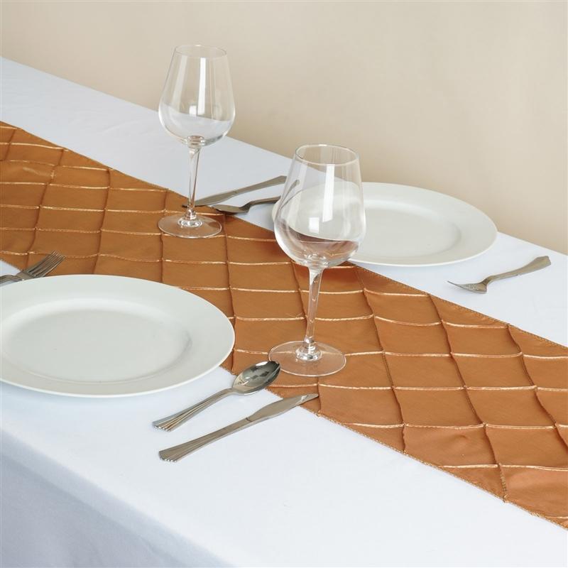 12x108" Pintuck Table Top Runner Wedding Decorations RUN_PTK_GOLD
