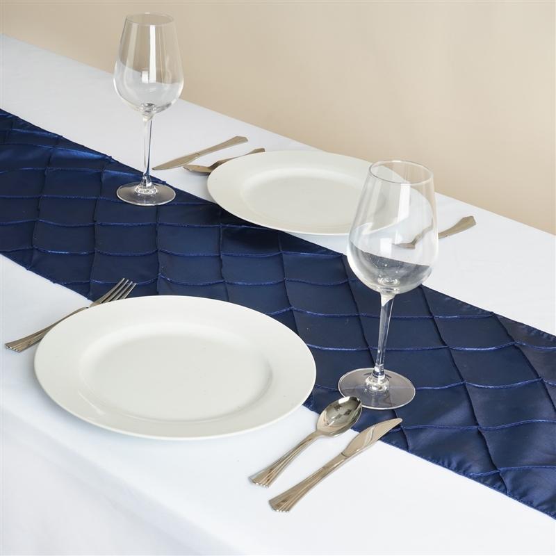 12x108" Pintuck Table Top Runner Wedding Decorations RUN_PTK_NAVY