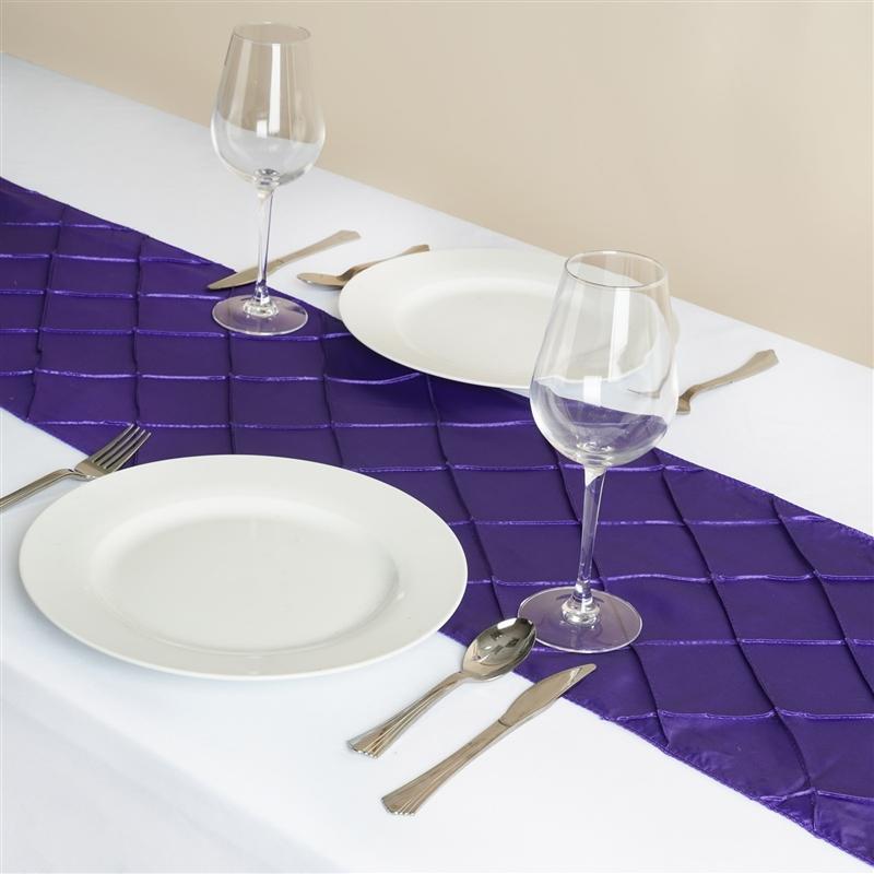12x108" Pintuck Table Top Runner Wedding Decorations RUN_PTK_PURP