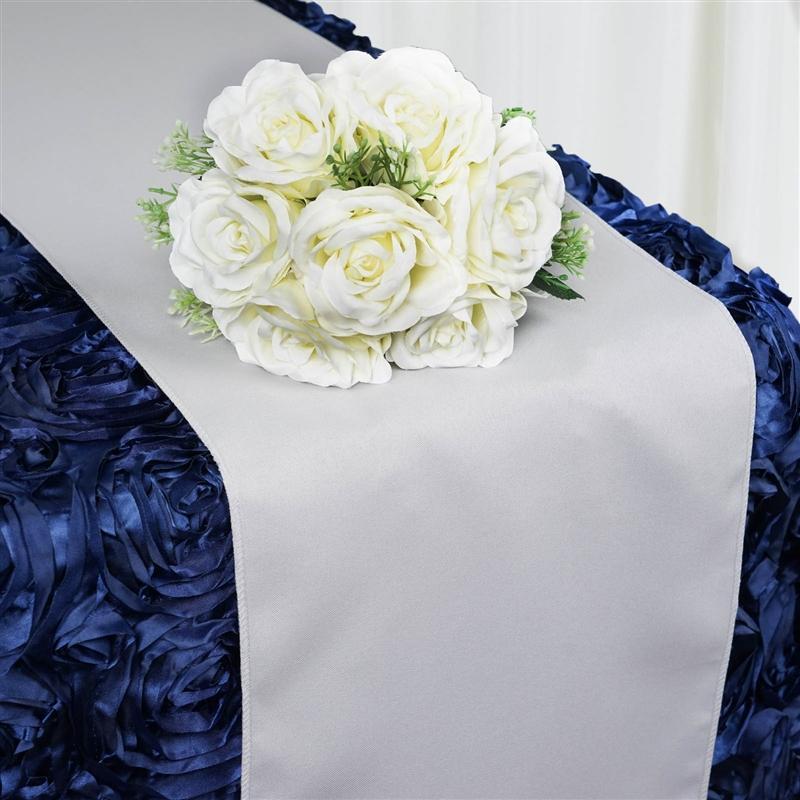 12x108" Polyester Table Top Runner Wedding Decorations RUN_POLY_SILV