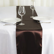 12x108" Satin Table Top Runner Wedding Decorations - Chocolate Brown RUN_STN_CHOC