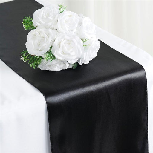 12x108" Satin Table Top Runner Wedding Decorations RUN_STN_BLK