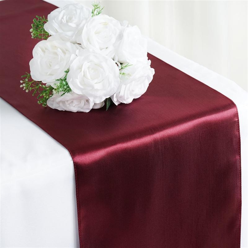 12x108" Satin Table Top Runner Wedding Decorations RUN_STN_BURG