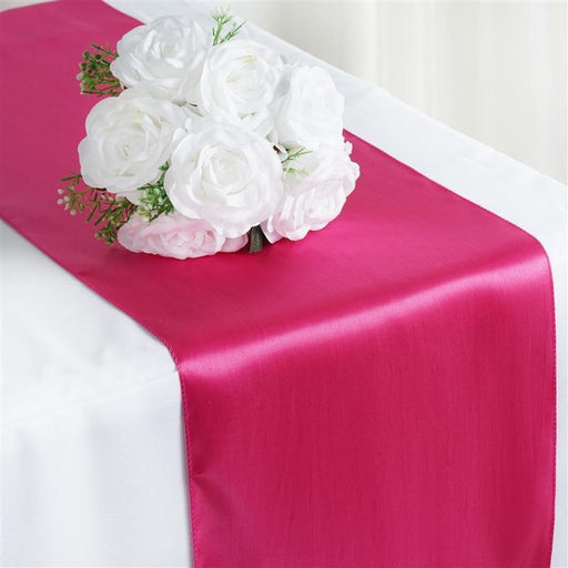 12x108" Satin Table Top Runner Wedding Decorations RUN_STN_FUSH
