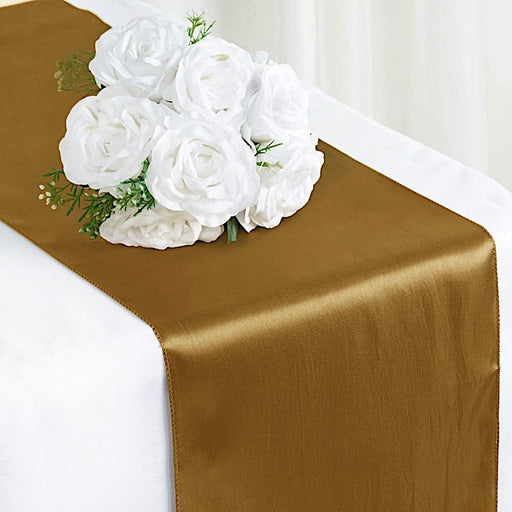12x108" Satin Table Top Runner Wedding Decorations RUN_STN_GOLD