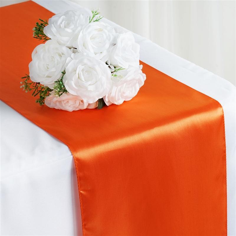 12x108" Satin Table Top Runner Wedding Decorations RUN_STN_ORNG