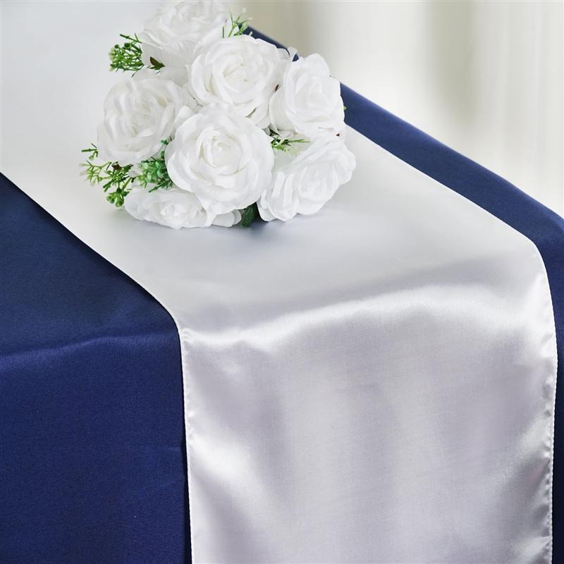 12x108" Satin Table Top Runner Wedding Decorations RUN_STN_WHT