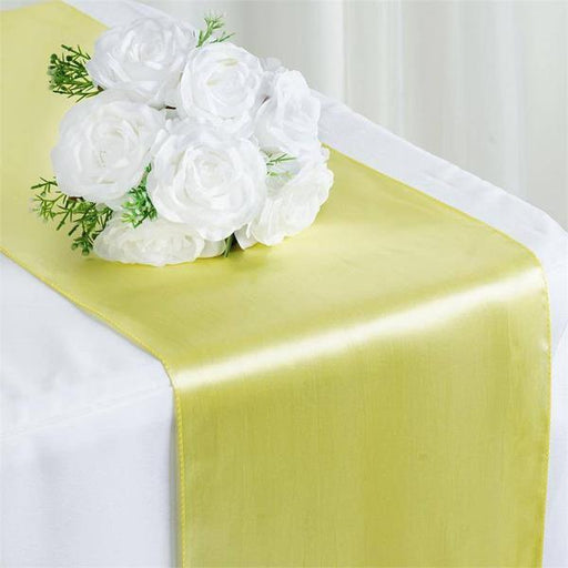 12x108" Satin Table Top Runner Wedding Decorations RUN_STN_YEL