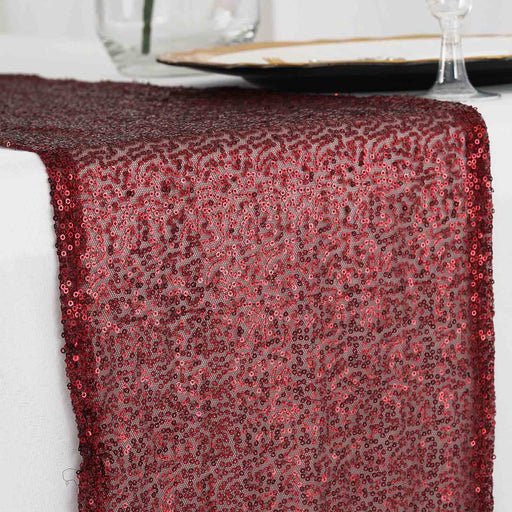 12x108" Sequined Table Runner Wedding Decorations RUN_02_BURG