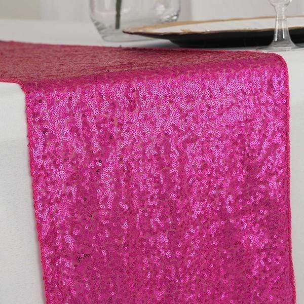 12x108" Sequined Table Runner Wedding Decorations RUN_02_FUSH