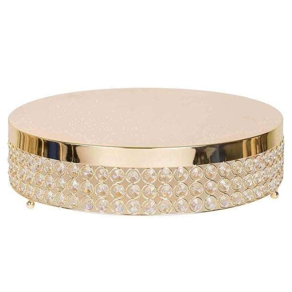 13.5" wide Metal Wedding Cake Stand with Crystal Beads