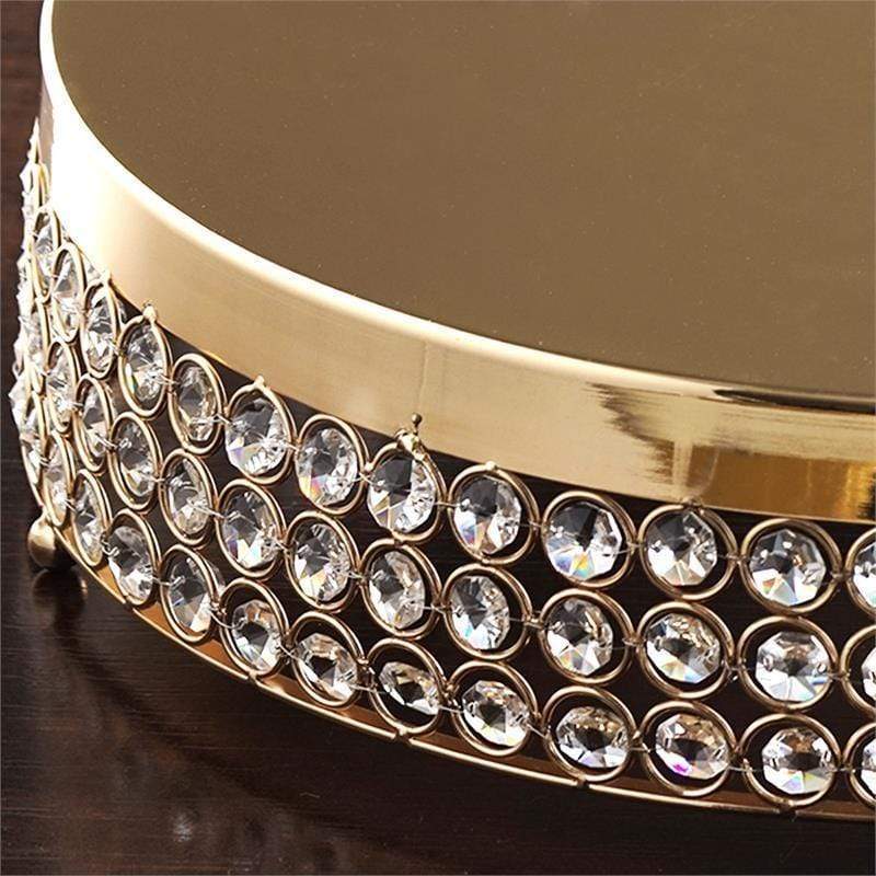 13.5" wide Metal Wedding Cake Stand with Crystal Beads