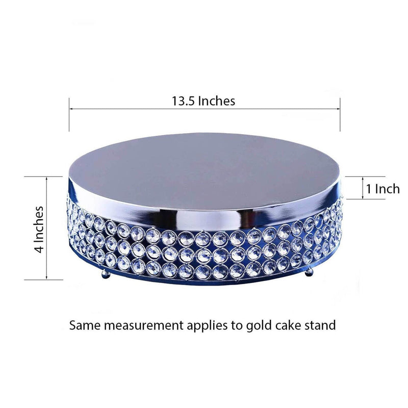 13.5" wide Metal Wedding Cake Stand with Crystal Beads
