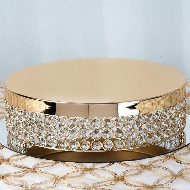 13.5" wide Metal Wedding Cake Stand with Crystal Beads