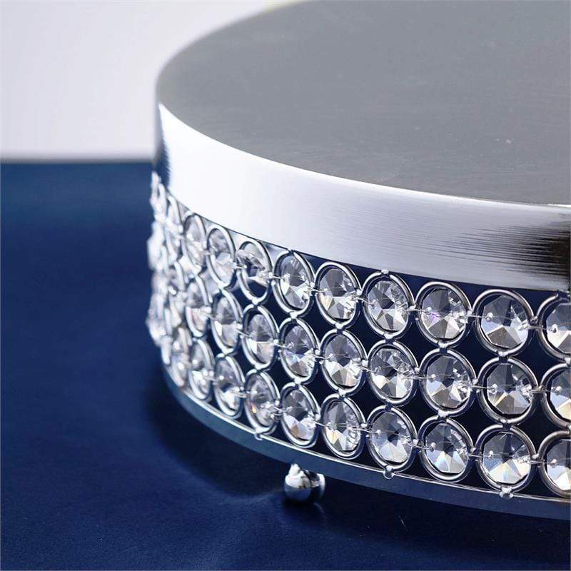 13.5" wide Metal Wedding Cake Stand with Crystal Beads