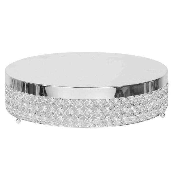 13.5" wide Metal Wedding Cake Stand with Crystal Beads
