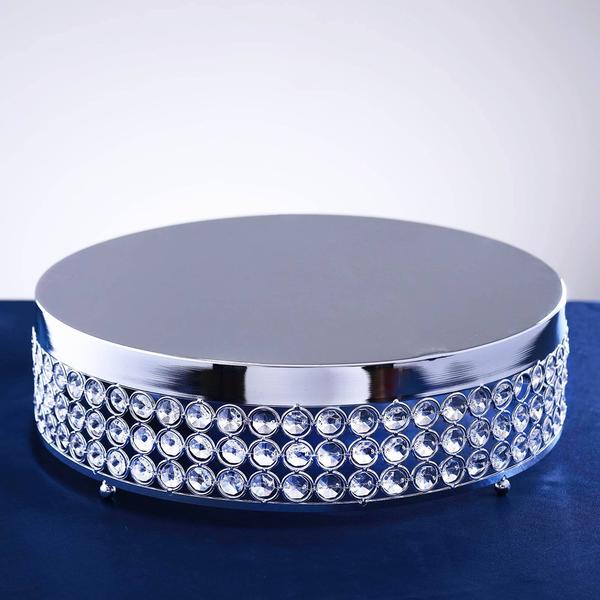 13.5" wide Metal Wedding Cake Stand with Crystal Beads
