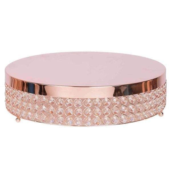 13.5" wide Metal Wedding Cake Stand with Crystal Beads