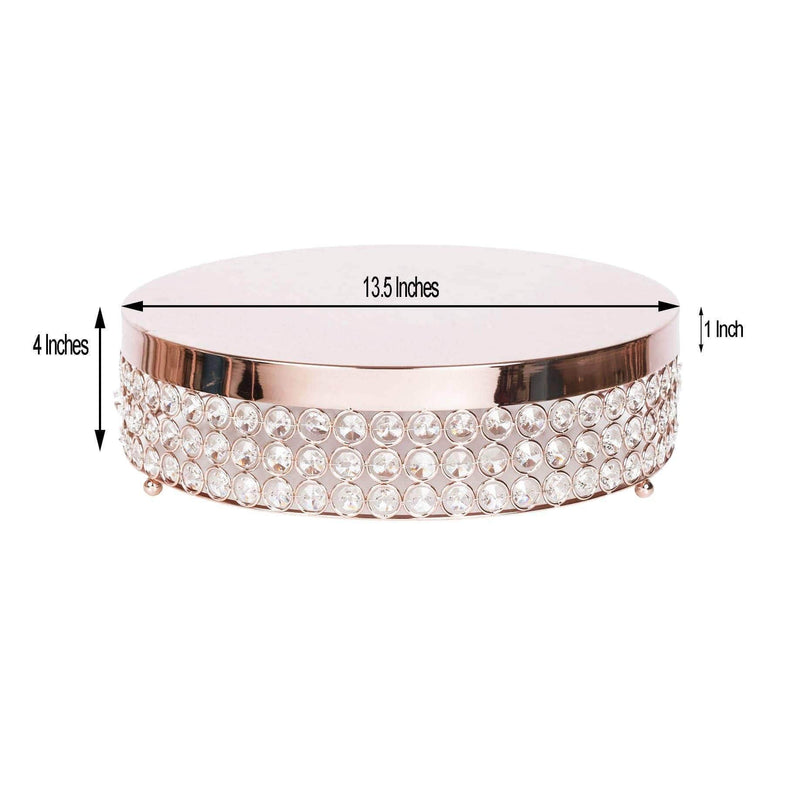 13.5" wide Metal Wedding Cake Stand with Crystal Beads