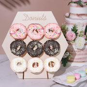 13" Donut Wall Display Stands Hexagon Wooden Board Dessert Holder - Natural CAKE_STND_DNT02_NAT