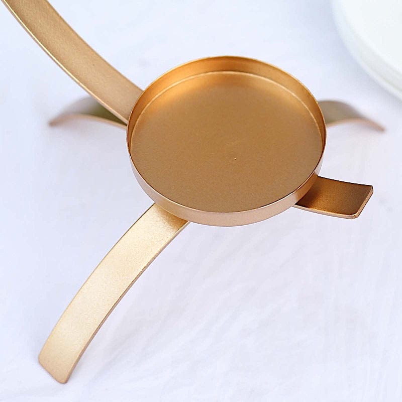 13" Half Moon Shaped Metal Pillar Candle Holder Centerpiece - Gold IRON_CAND_PL003_L_GOLD