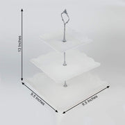 13" tall 3 Tier Plastic Dessert Stand Floral Print Square Cupcake Holder