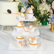 13" tall 3 Tier Plastic Dessert Stand Floral Print Square Cupcake Holder