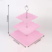 13" tall 3 Tier Plastic Dessert Stand Floral Print Square Cupcake Holder