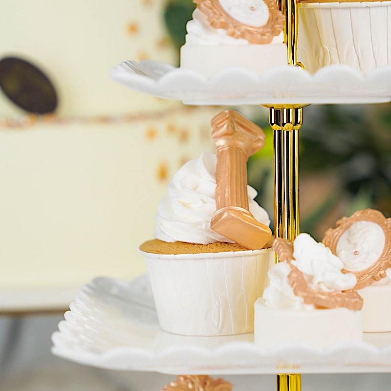 13" tall 3 Tier Plastic Dessert Stand Square Cupcake Holder with Heart Rim