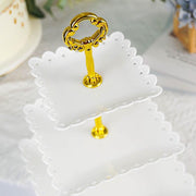 13" tall 3 Tier Plastic Dessert Stand Square Cupcake Holder with Heart Rim