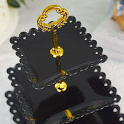 13" tall 3 Tier Plastic Dessert Stand Square Cupcake Holder with Heart Rim