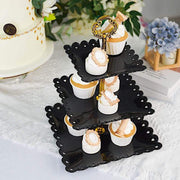 13" tall 3 Tier Plastic Dessert Stand Square Cupcake Holder with Heart Rim