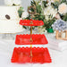 13" tall 3 Tier Plastic Dessert Stand Square Cupcake Holder with Heart Rim