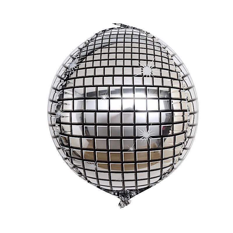 13" wide Disco Ball Orb Mylar Foil Balloon - Silver BLOON_FOL0010_15