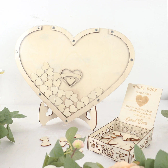 13" Wooden Heart Drop Top Frame Wedding Guest Book Sign Set - Natural WED_RCPT_SIGN_WOD01_NAT