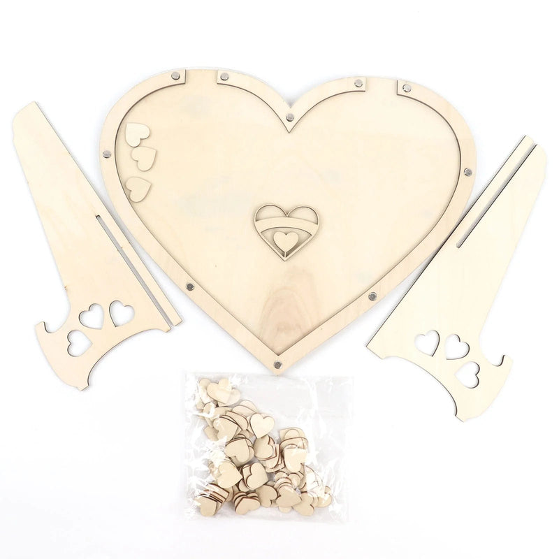 13" Wooden Heart Drop Top Frame Wedding Guest Book Sign Set - Natural WED_RCPT_SIGN_WOD01_NAT