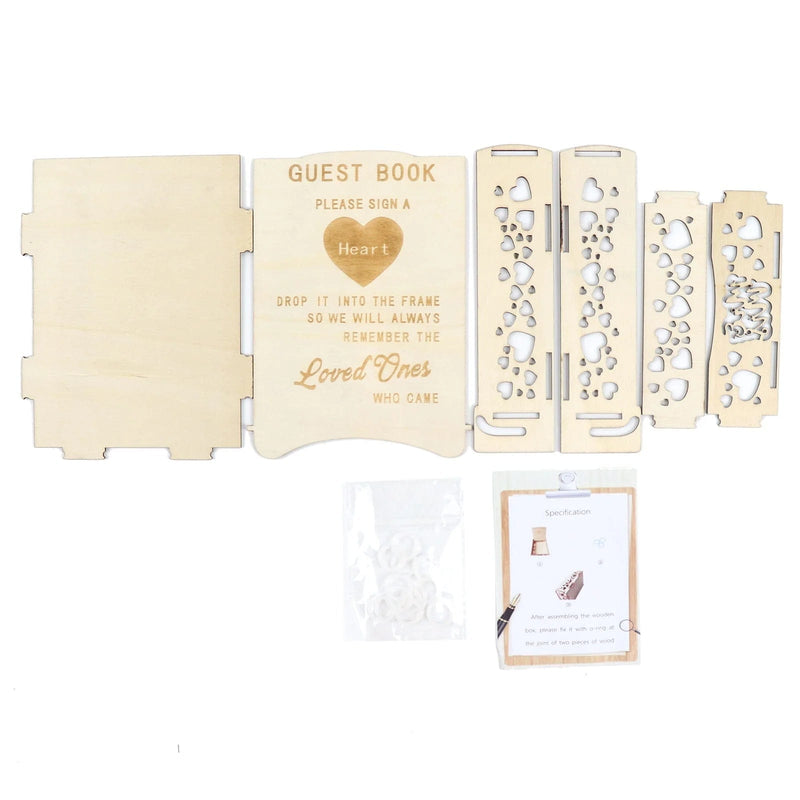 13" Wooden Heart Drop Top Frame Wedding Guest Book Sign Set - Natural WED_RCPT_SIGN_WOD01_NAT